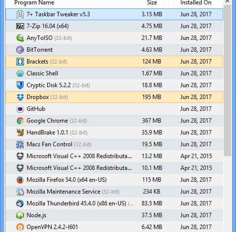 Geek Uninstaller Software List