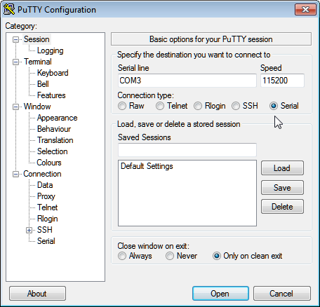 PuTTY Configuration