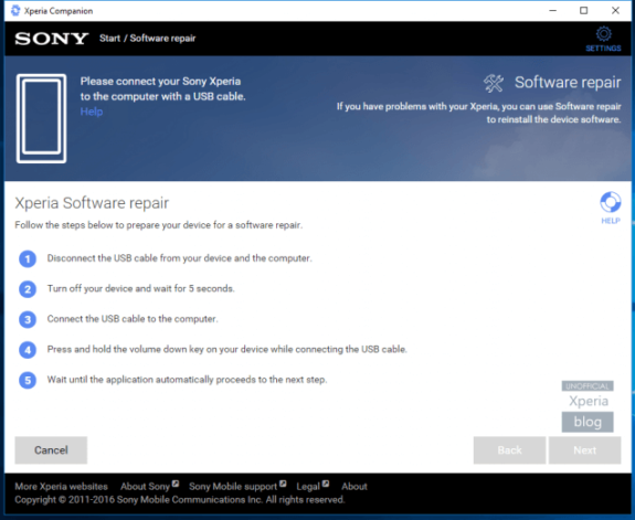 Xperia Software Repair