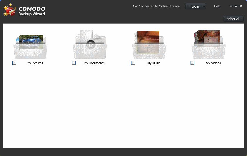 Comodo backup step 1