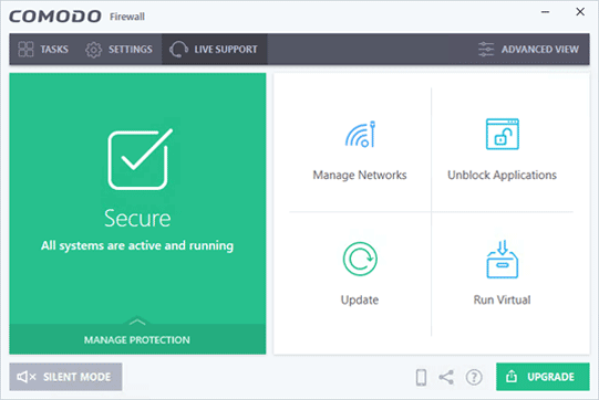 Comodo Firewall Dashboard