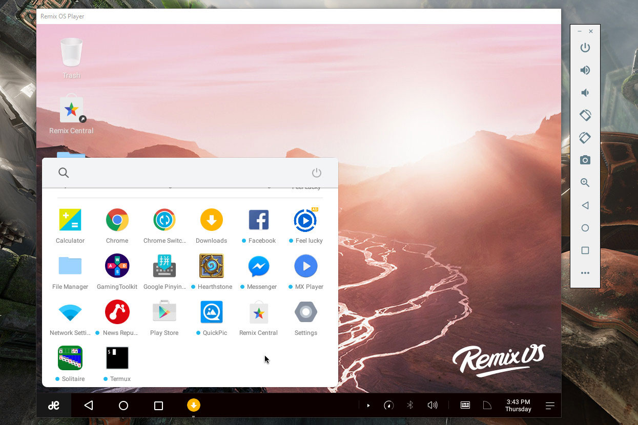 Remix OS Player Display Screen