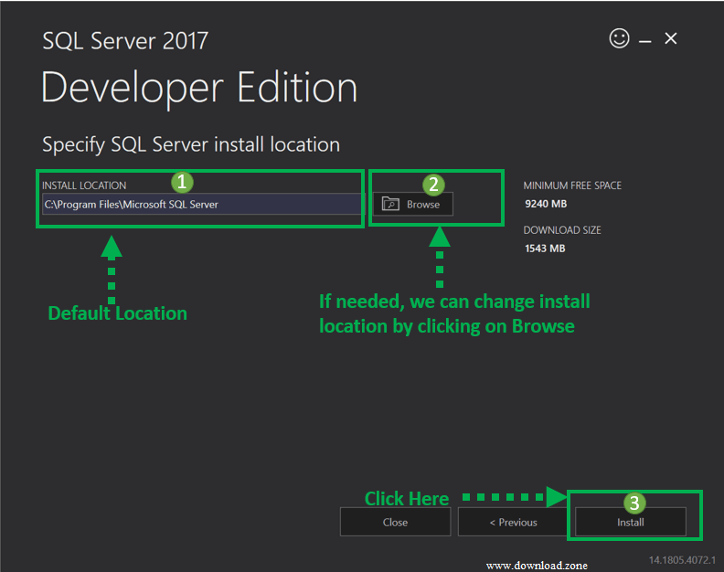 SQL Server install location