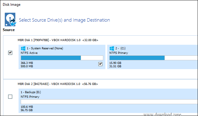 select source and image destination