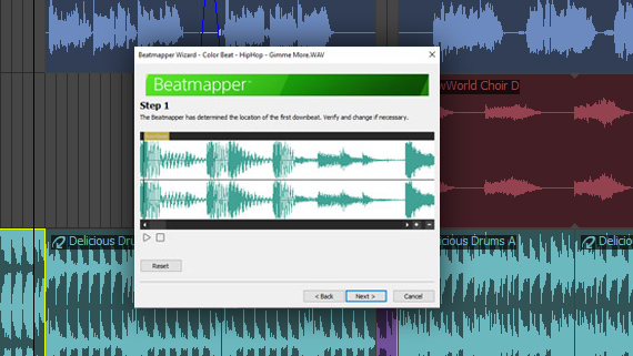 ACID Pro software showing beatmapper feature