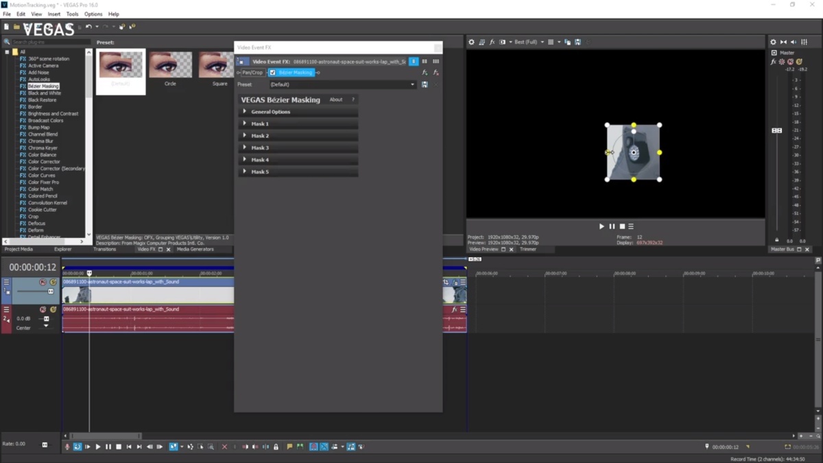 Vegas Pro Software showing display screen
