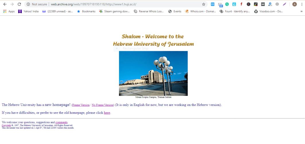 10th website ever - hebrew university israel