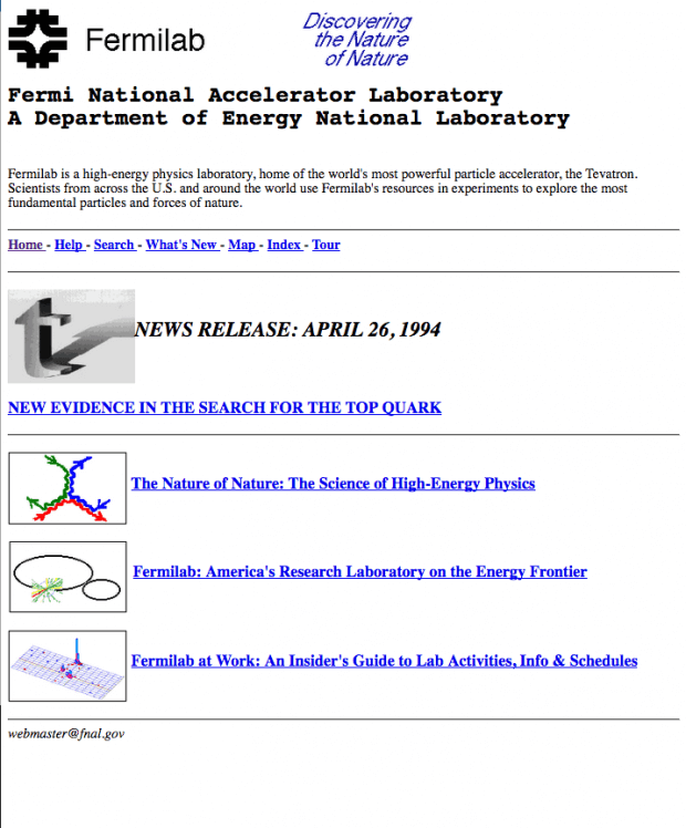 6th website ever - fermilab USA