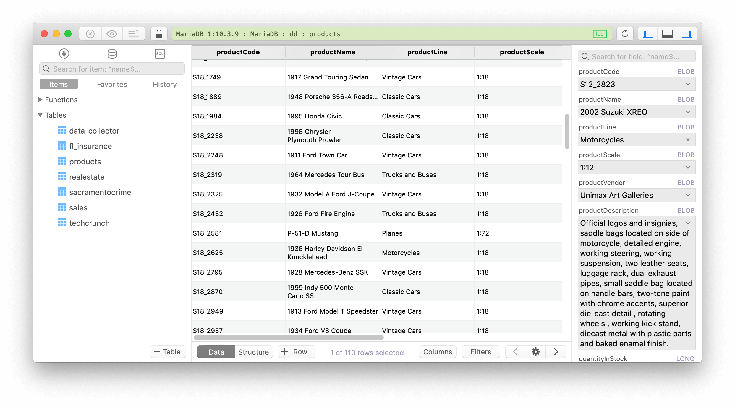 mariadb-data-table