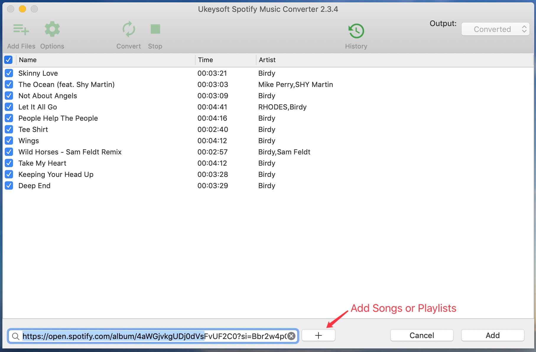 Add Songs or Playlists
