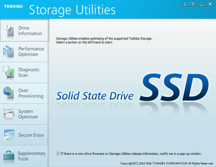 Toshiba SSD Storage Utilities