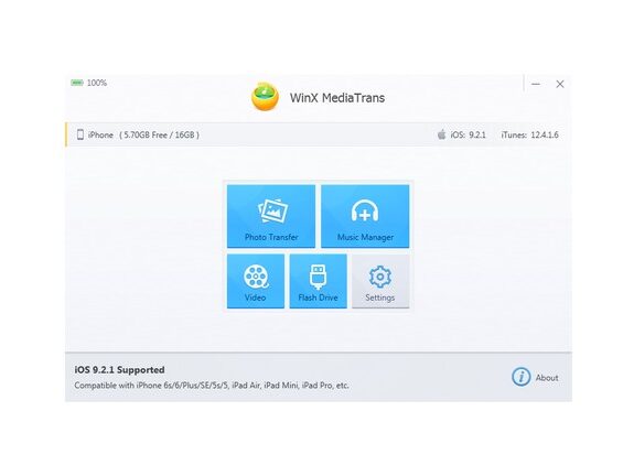 WinX MediaTrans File Manager Dashboad