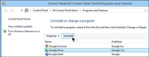 computer cleanup by uninstall google drive