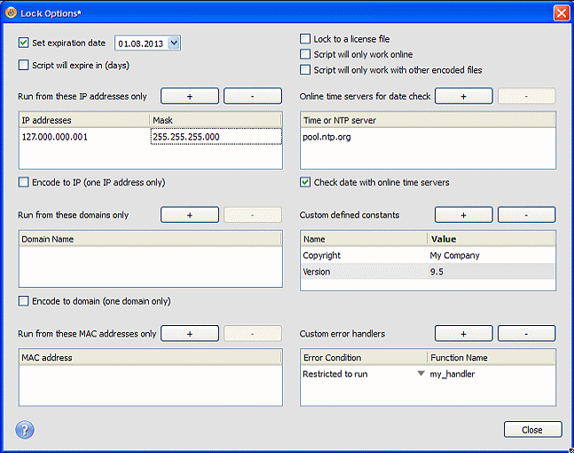 Lock Option