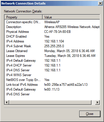 checking WiFi connected but no Internet error with ipv4