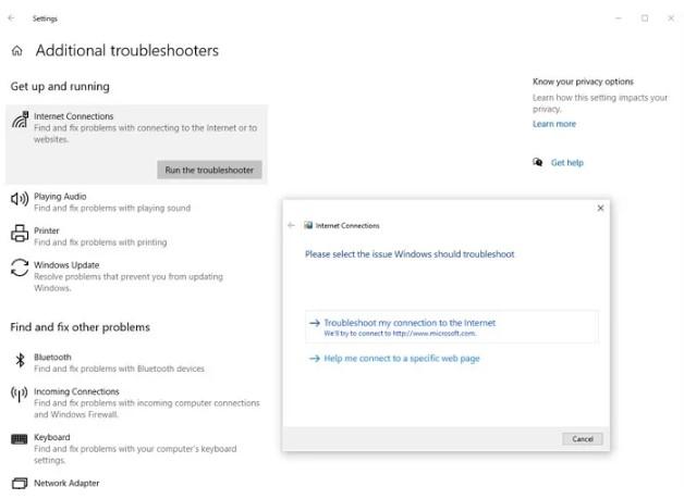 run the network troubleshooter to fix internet not secured error