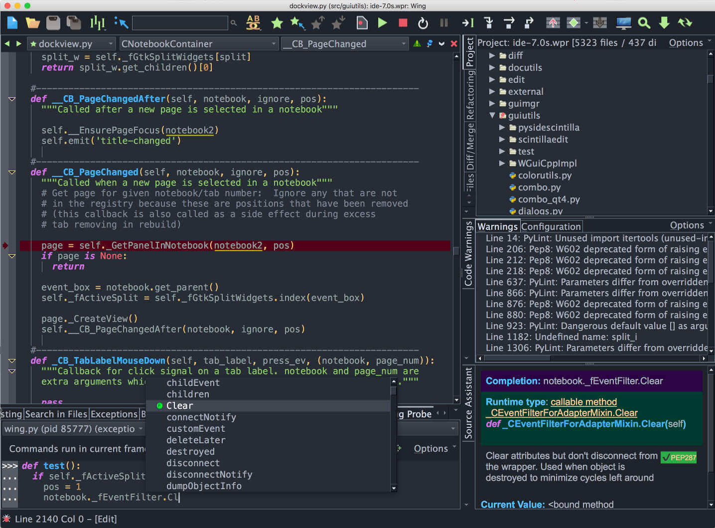 wing ide for code editor