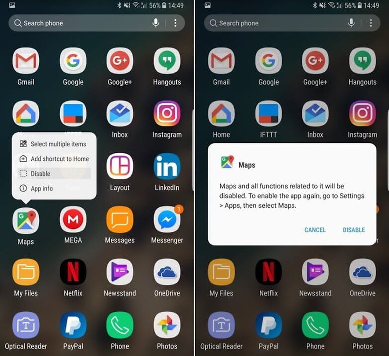 disabling samsung apps