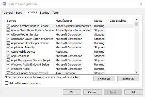 System Configuration Services