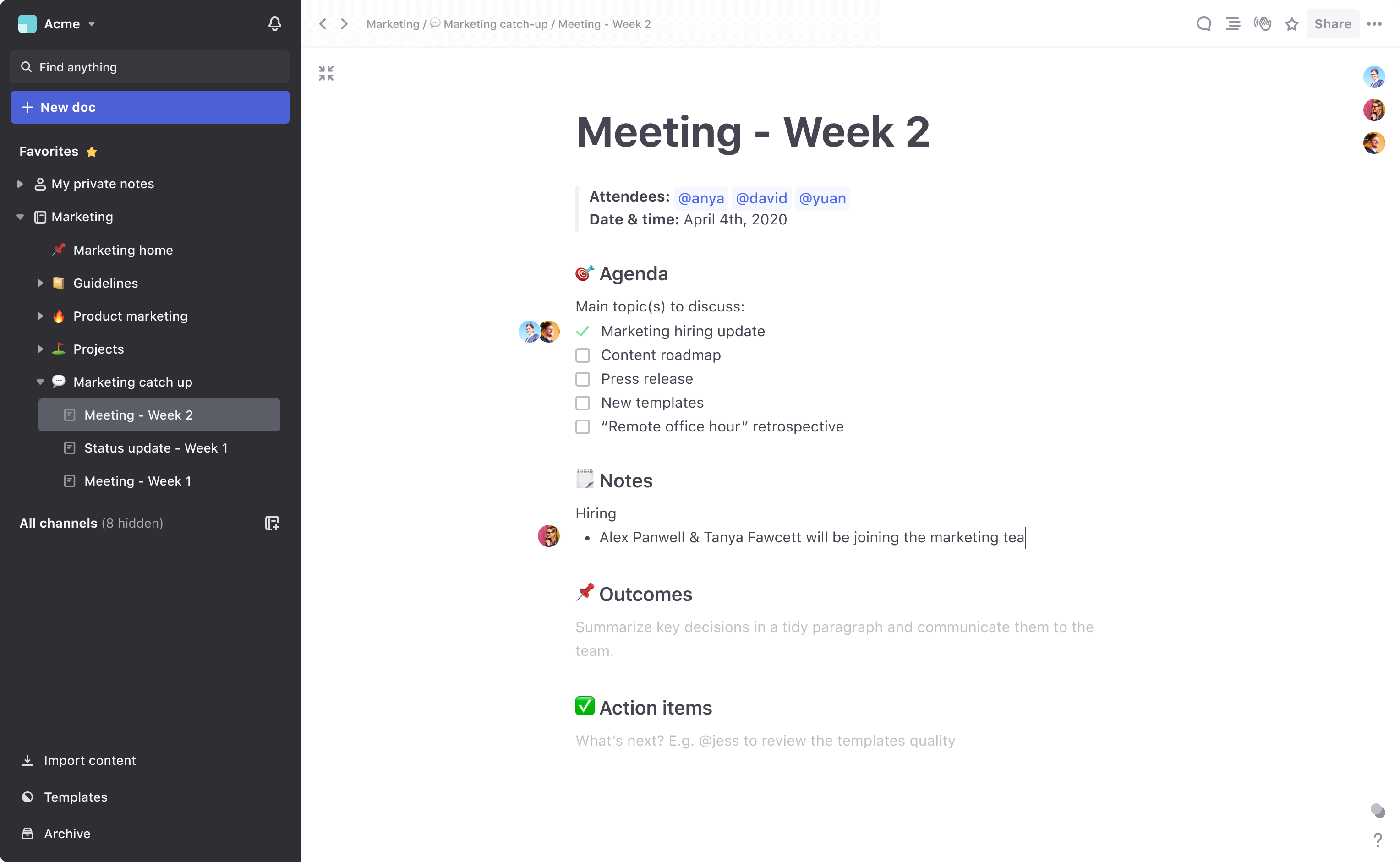 Join Meeting With Slite for the take note app
