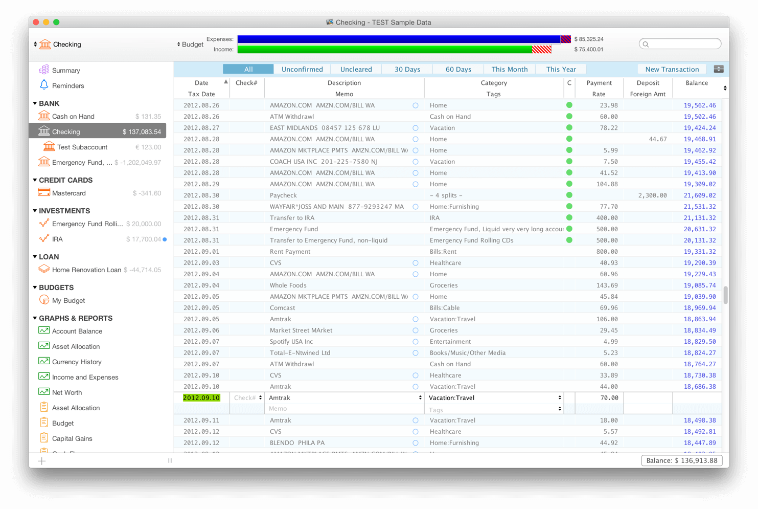 Checking expance