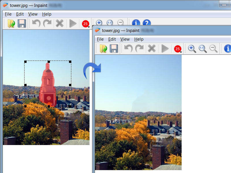 Inpaint software to remove object from photo