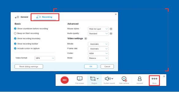 configure recording setting