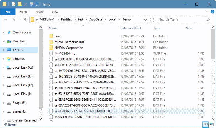 temporary files in Windows 10 because my laptop is slow