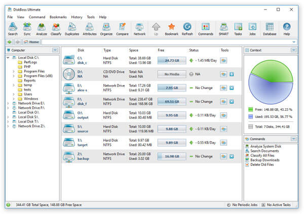 disk boss main windows of disk spac analyzer software