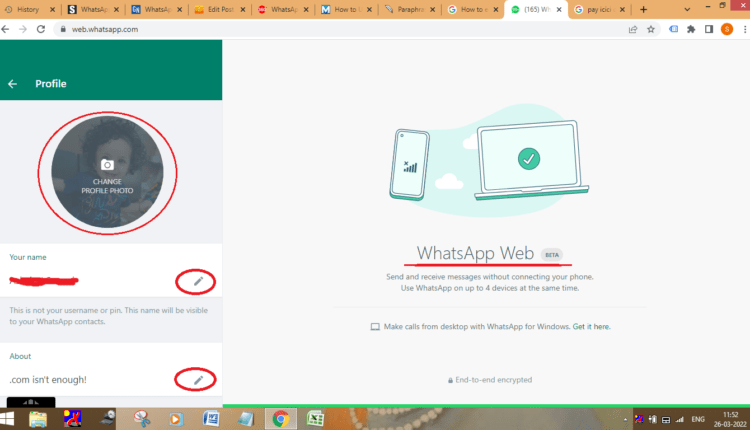 edit whatsapp web profile