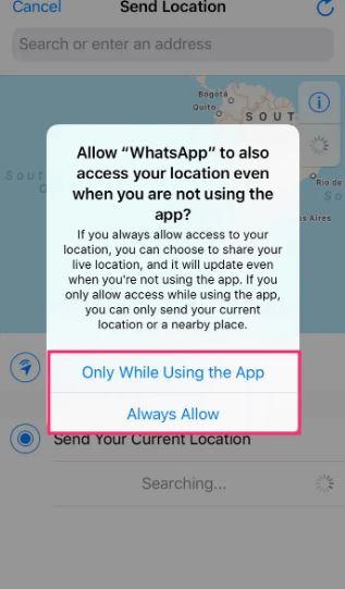 share your location on iphone with whatsapp