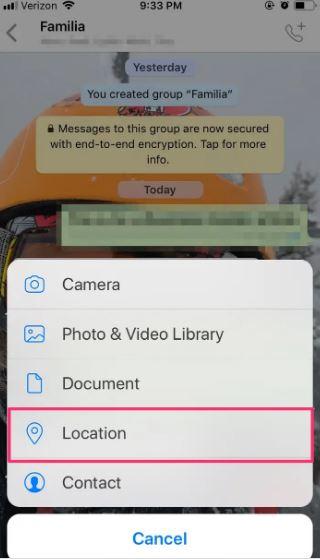 share your location on whatsapp with iphone