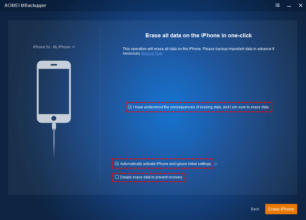 Click Erase iPhone.