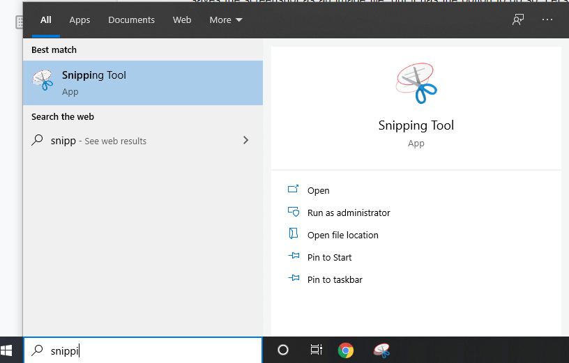 Snipping Tool to take a screenshot