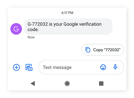 Google will send a verification code to your phone.