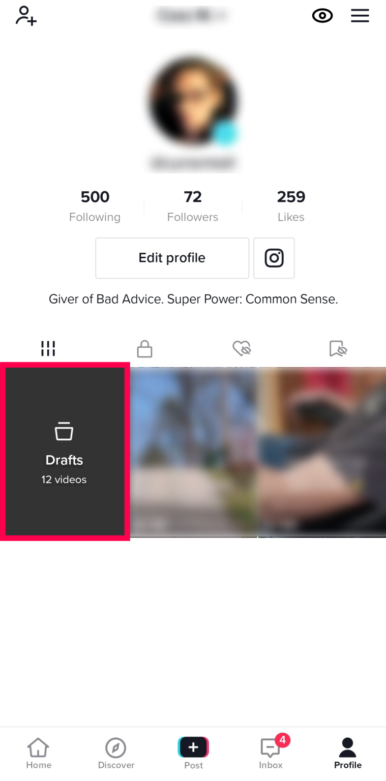 Open TikTok and visit your profile. Then, tap on Drafts. Select the video you’d like to edit and publish.