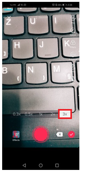 Choose the 3x speed option from the list above the Record icon at the bottom.