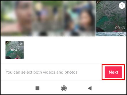 You’ll see a list of your pictures and videos. Select the one you’ve already saved from TikTok, then tap “Next.”