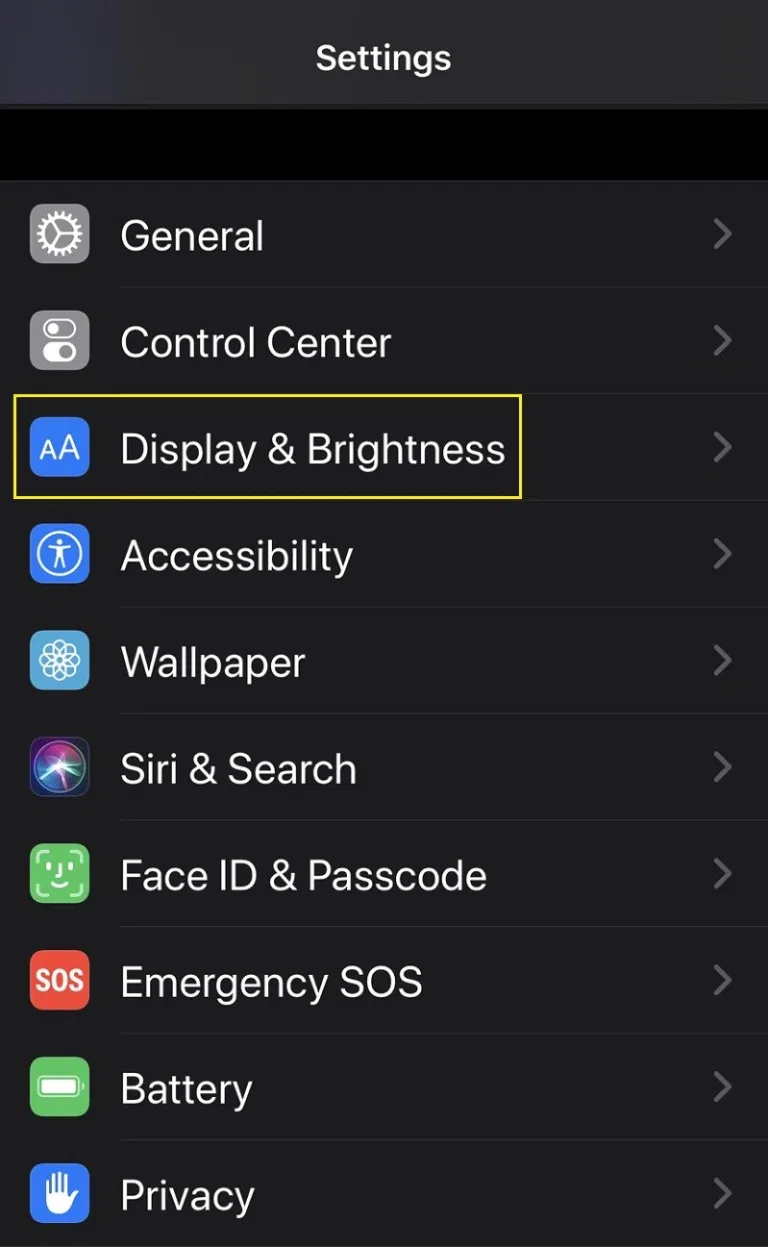 Tap Display & Brightness.