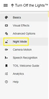 Click Night Mode from the menu to the left.