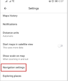 after opened settings tap to navigation settings