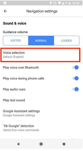 click on voice selection