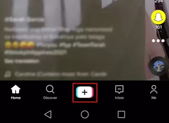 Select the ‘+’ icon to shoot a video.