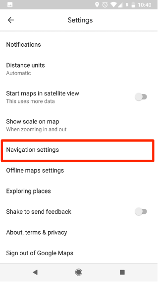 find navigation settings in the setting menu to change google maps voice