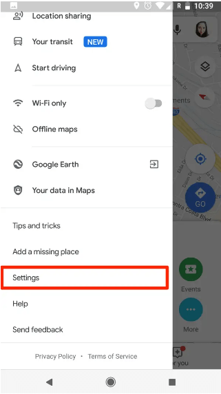 find settings in the menu to change voice in google maps on your android device