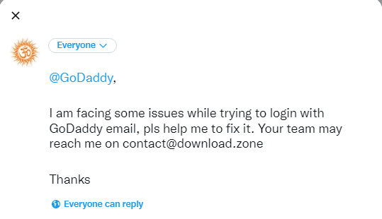 godaddy twitter help