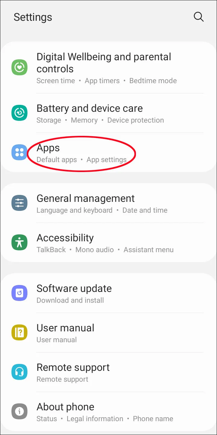 Go to your Settings and then “Apps.”