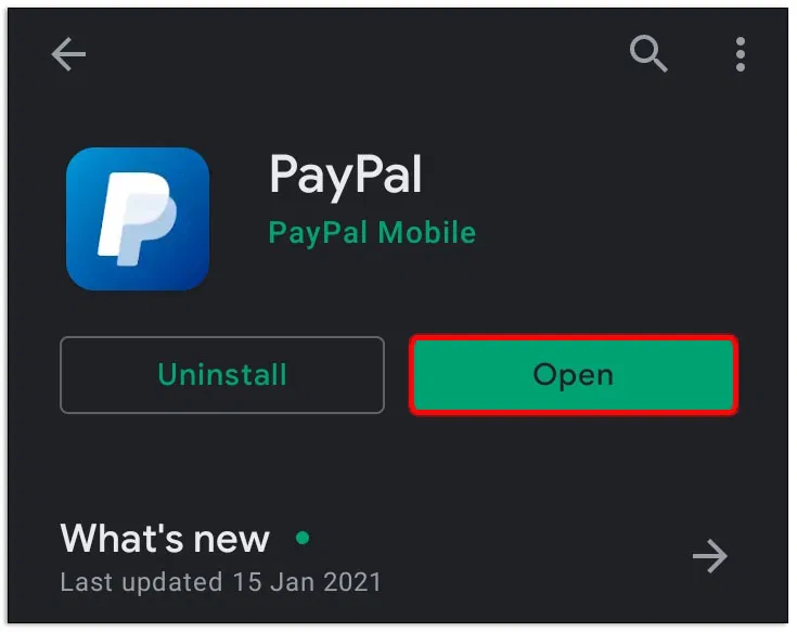 Open the PayPal app on your mobile device.