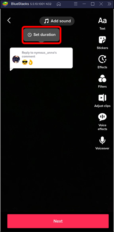 Click on the sticker and select “Set duration.”