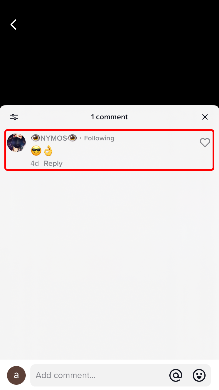 Find and press on the comment.